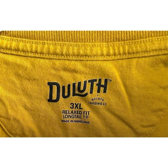 Men's Duluth Trading Company Yellow Relaxed Fit Longtail Cotton Short Sleeve T-S - Picture 3 of 3